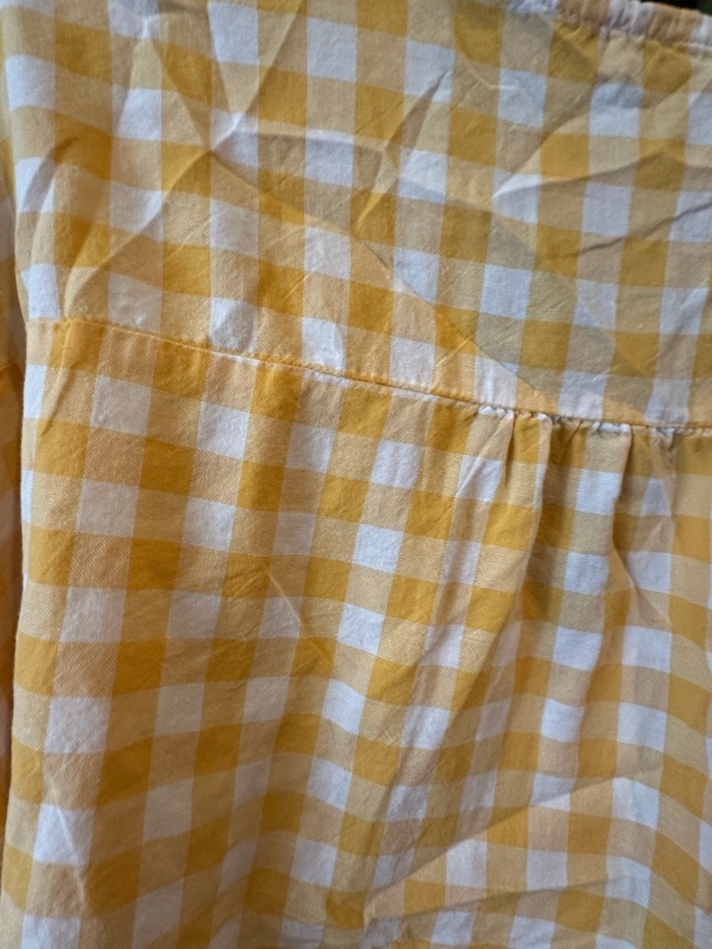 MADEWELL Yellow Gingham Plaid Wrap-Top Cottagecore 🍄 XL Fine Cotton Sash-Tie - Picture 6 of 10